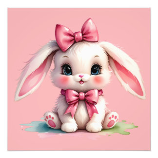 Adorable Bunny in Pink Photo Print