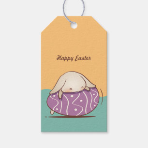 Adorable Bunny laying on a Purple Easter Egg Gift Tags