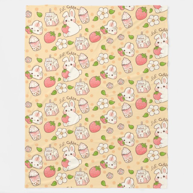 Adorable Bunny Pattern Fleece Blanket (Front)