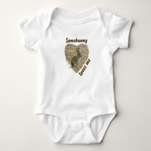 Adorable Bunny Photo Animal Pun Large Heart Baby Bodysuit