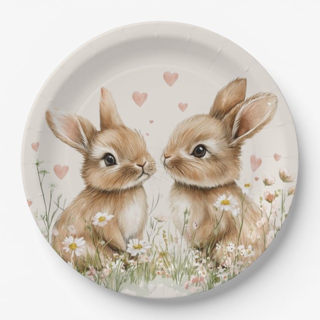 Adorable Bunny Plates, Spring Paper Plates (Front)