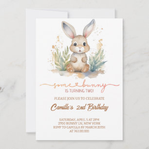 Adorable bunny rabbit  birthday invitation