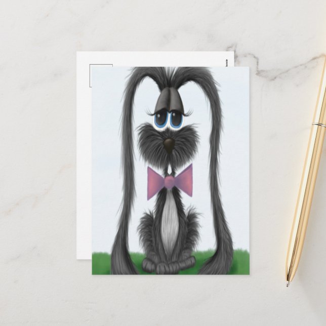 Adorable Bunny Rabbit Holiday Postcard (Front/Back In Situ)