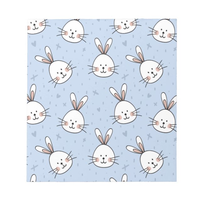 Adorable Bunny Rabbit Pattern Notepad (Front)