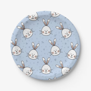 Adorable Bunny Rabbit Pattern Paper Plate