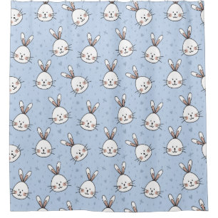 Adorable Bunny Rabbit Pattern Shower Curtain