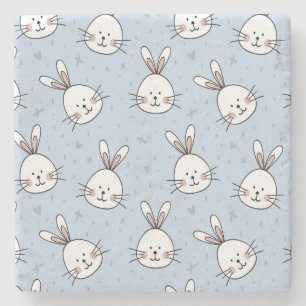 Adorable Bunny Rabbit Pattern Stone Coaster