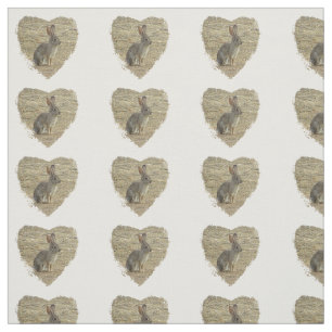 Adorable Bunny Sitting Inside Large Heart Animal Fabric