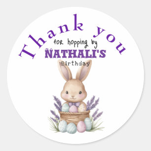 Adorable Bunny-Themed Birthday Classic Round Sticker
