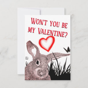 Adorable Bunny Typography Valentine's Day Card