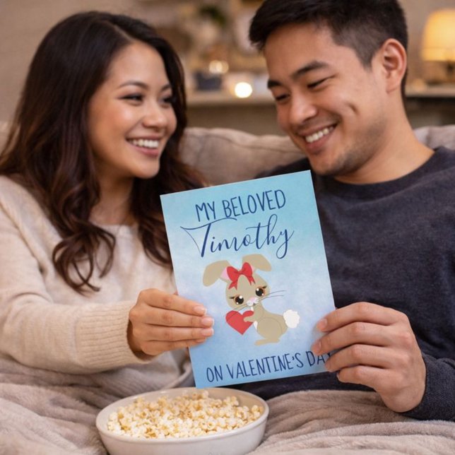 Adorable Bunny Valentine for Boyfriend Holiday Card (Creator Uploaded)