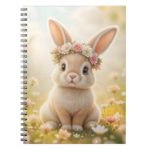 Adorable bunny with a flower wreath on its head  notebook
