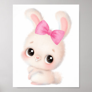 Adorable Bunny with Pink Bow Wall Art