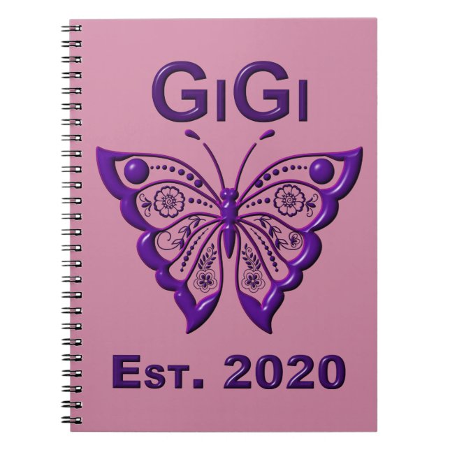 Adorable Butterfly Gigi “Est 2020” Notebook (Front)
