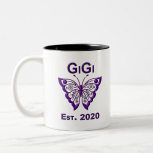 Adorable Butterfly Gigi “Est 2020” Two-Tone Coffee Mug