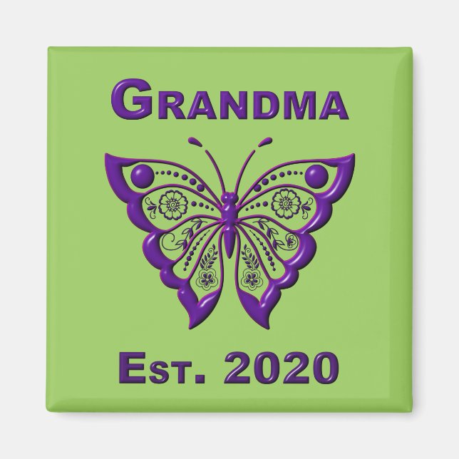 Adorable Butterfly Grandma “Est 2020” Magnet (Front)