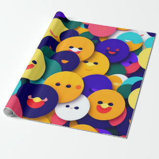 Adorable Buttons Charming Cartoon Pattern Wrapping Paper