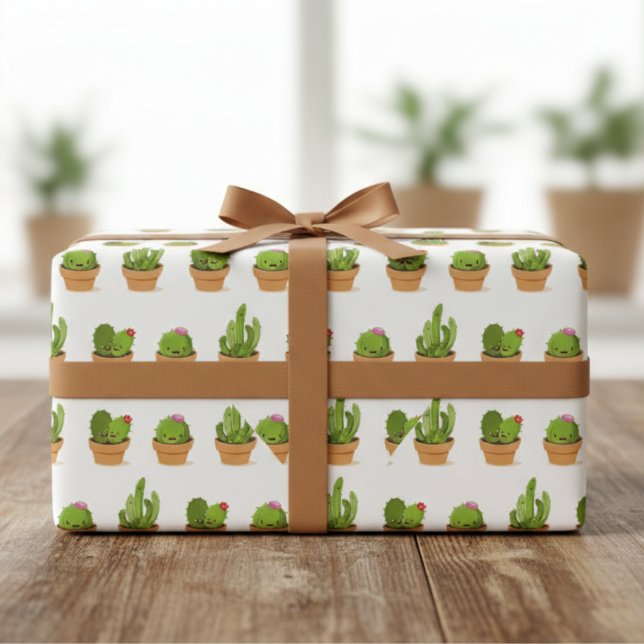 Adorable Cactus Characters Wrapping Paper (Adorable Cactus Characters Wrapping Paper)