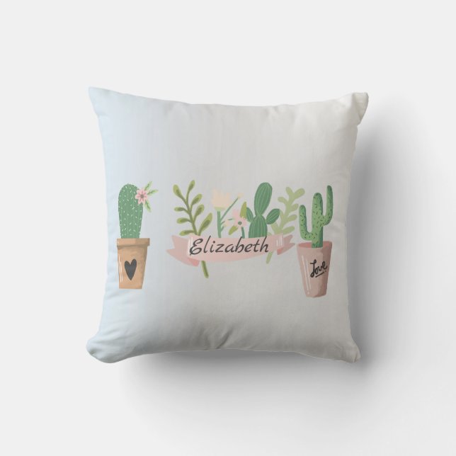 Adorable Cactus, Silver  Cushion (Front)