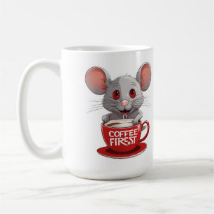 Adorable Caffeine Mouse in Red Mug