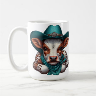 Adorable Calf in Cowboy Hat and Bandanna   Coffee Mug