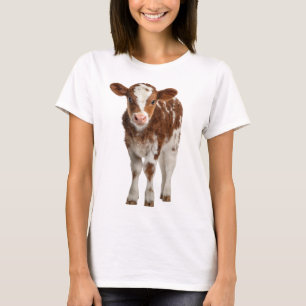 Adorable Calf Portrait on Burlap T-Shirt