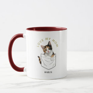 Adorable Calico Cat in Pocket Name Mug