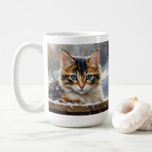 Adorable Calico Cat in the Snow Coffee Mug