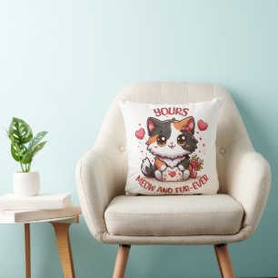 Adorable Calico Cat Valentine's Day Cushion