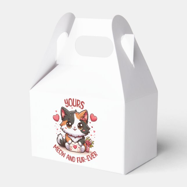 Adorable Calico Cat Valentine's Day  Favour Box (Front Side)