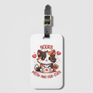 Adorable Calico Cat Valentine's Day Luggage Tag