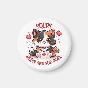 Adorable Calico Cat Valentine's Day Magnet
