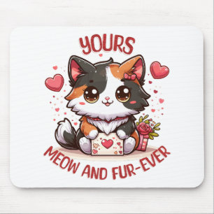 Adorable Calico Cat Valentine's Day  Mouse Pad