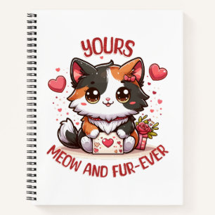 Adorable Calico Cat Valentine's Day  Notebook