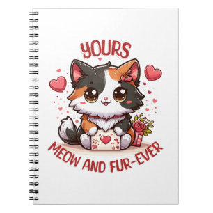 Adorable Calico Cat Valentine's Day  Notebook