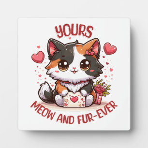 Adorable Calico Cat Valentine's Day Plaque