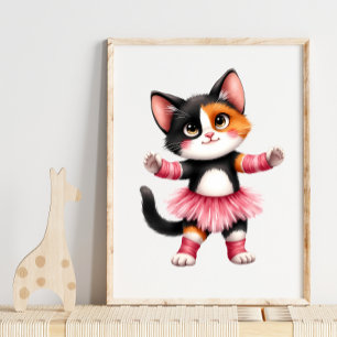 Adorable Calico Kitten Ballerina in Pink Tutu  Poster