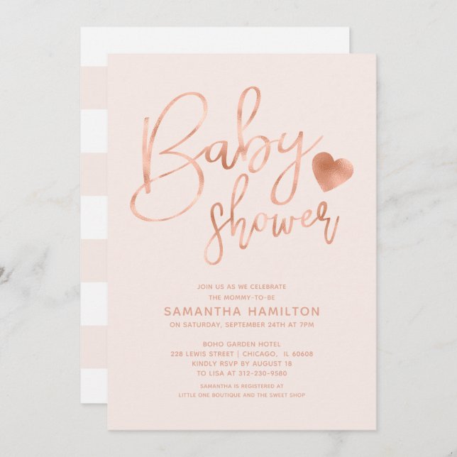 Adorable Calligraphy Girl Baby Shower Invitation (Front/Back)