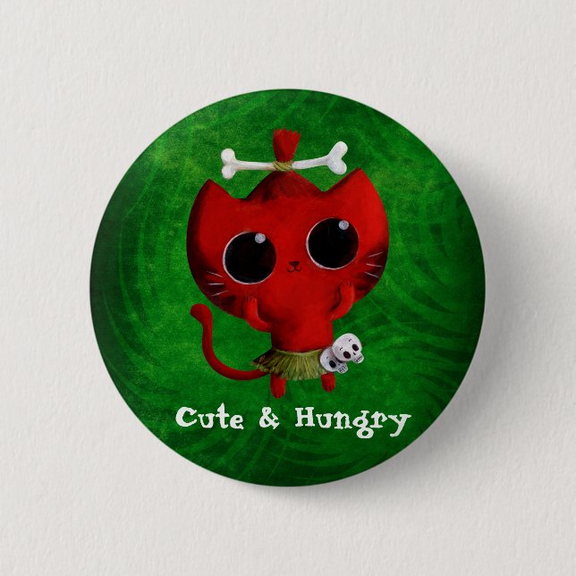 Adorable Cannibal Halloween Cat 6 Cm Round Badge (Front)