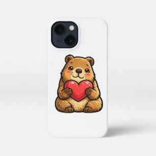 Adorable Capybara Holding Heart Cute Kawaii Phone  iPhone 13 Mini Case