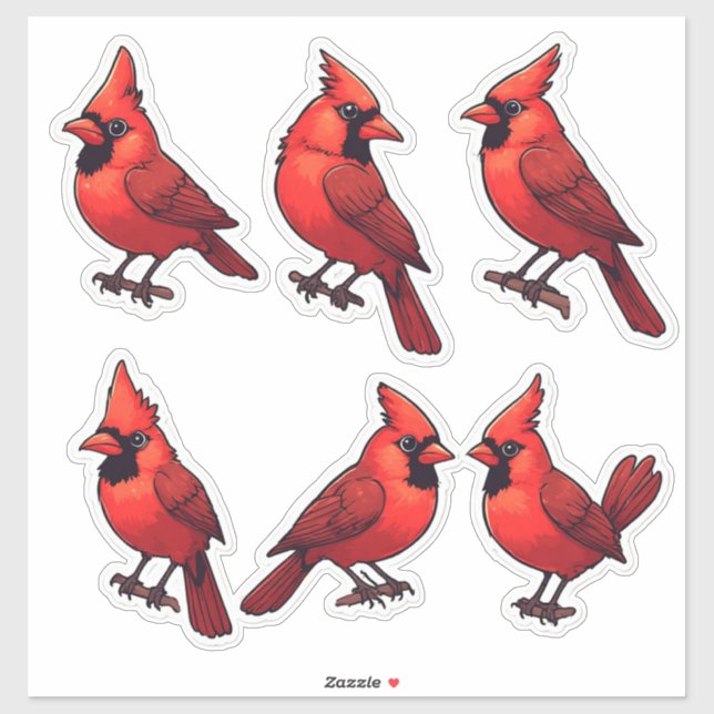 Adorable Cardinal Bird Sticker Collection (Sheet)