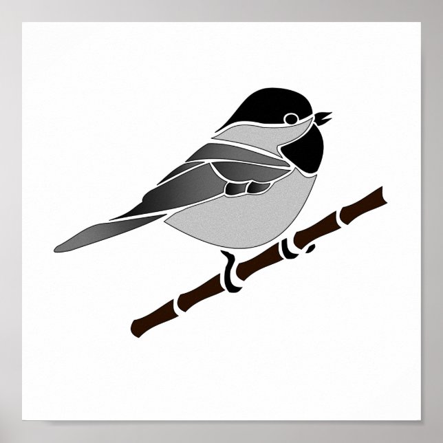 Adorable Carolina Chickadee Cartoon Poster (Front)
