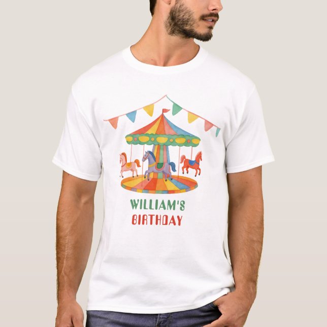 Adorable Carousel Birthday T-Shirt (Front)