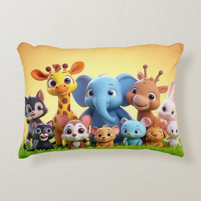 Adorable Cartoon Animals Decorative Cushion (Front)