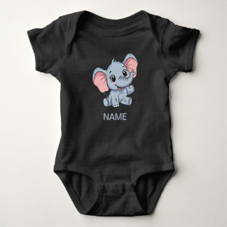 Adorable Cartoon Baby Elephant Baby Bodysuit