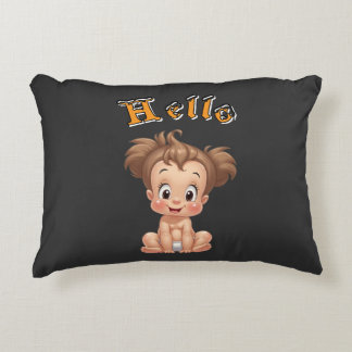 Adorable Cartoon Baby Sitting Cheerfully with Cute Decorative Cushion