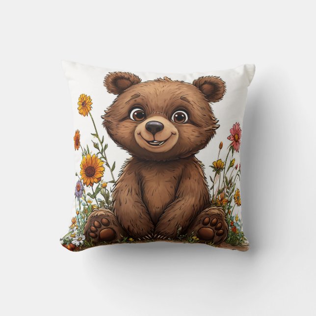 Adorable Cartoon Bear Cushion (Front)