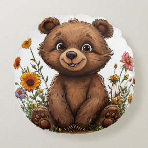 Adorable Cartoon Bear Round Cushion