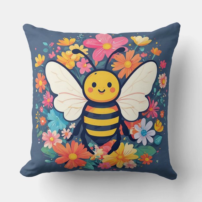Adorable Cartoon Bee Cushion (Front)