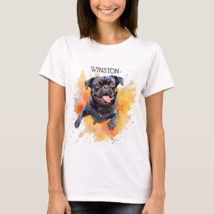 ADORABLE CARTOON BLACK PUG DOG FACE T-Shirt